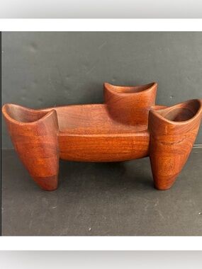 RARE Vintage 60s Sant Anooka Mahogany modern art sculptural bowl.Hand Carved.